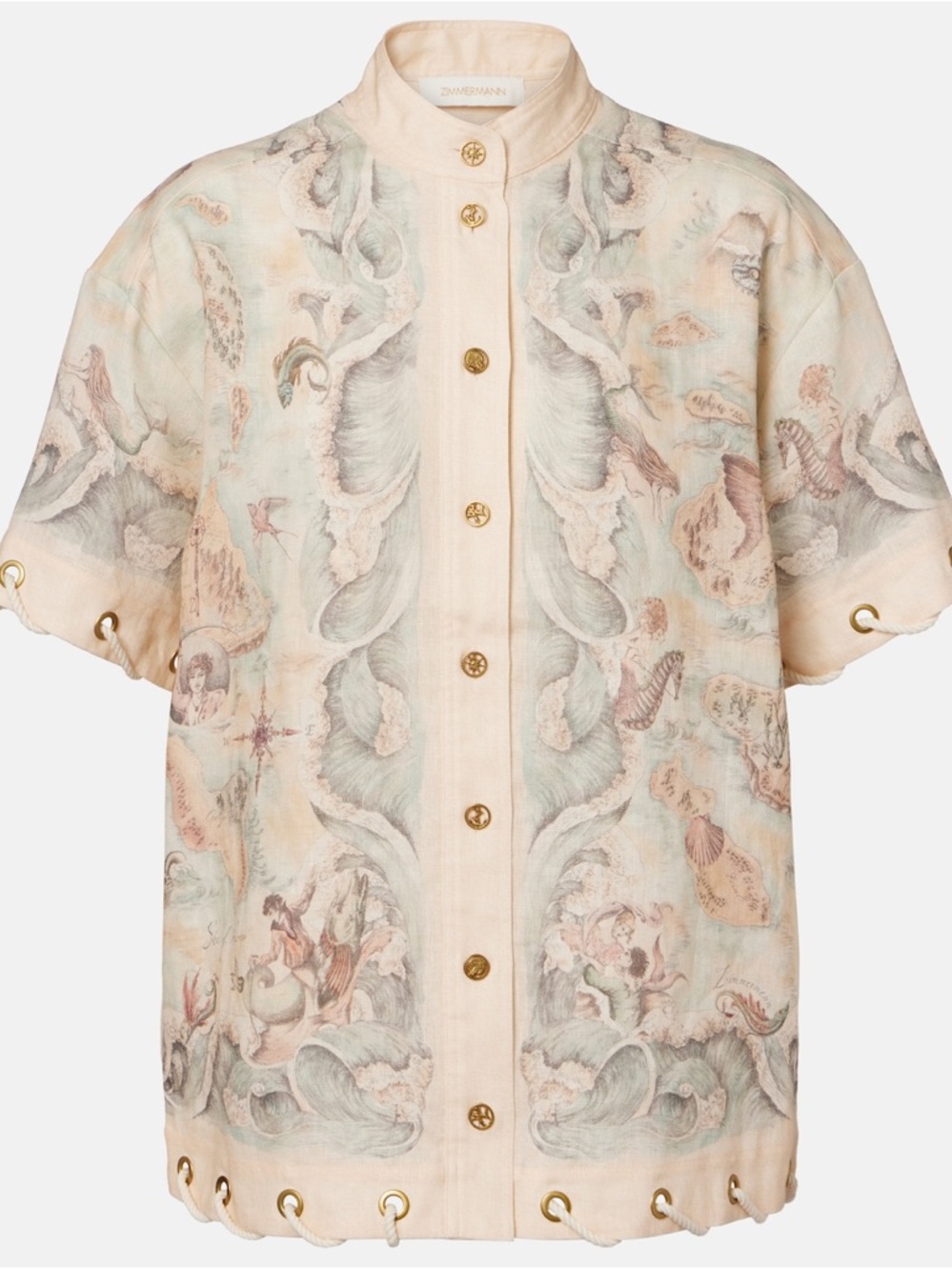 Zimmerman Mytheresa Linen Top Size 4 Missing One Button